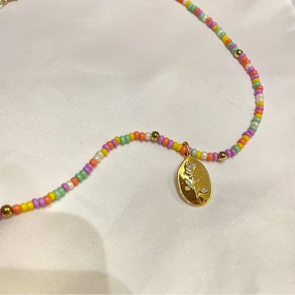 Cute colorful handmade y2k beaded necklace with charm - Picture 3 of 3